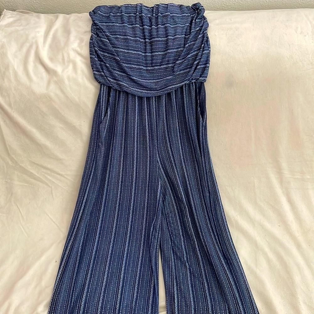 Blue strapless bodysuit